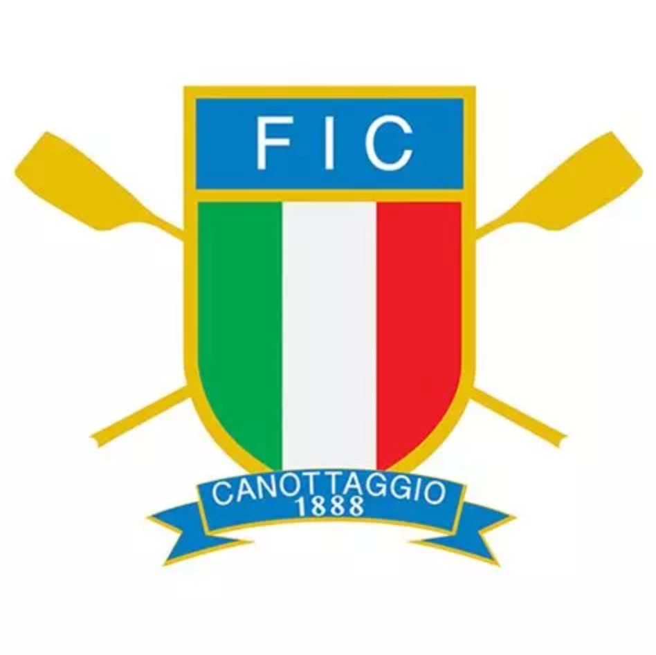 Logo of FIC Canottaggio with Italian flag design and crossed oars on a white background
