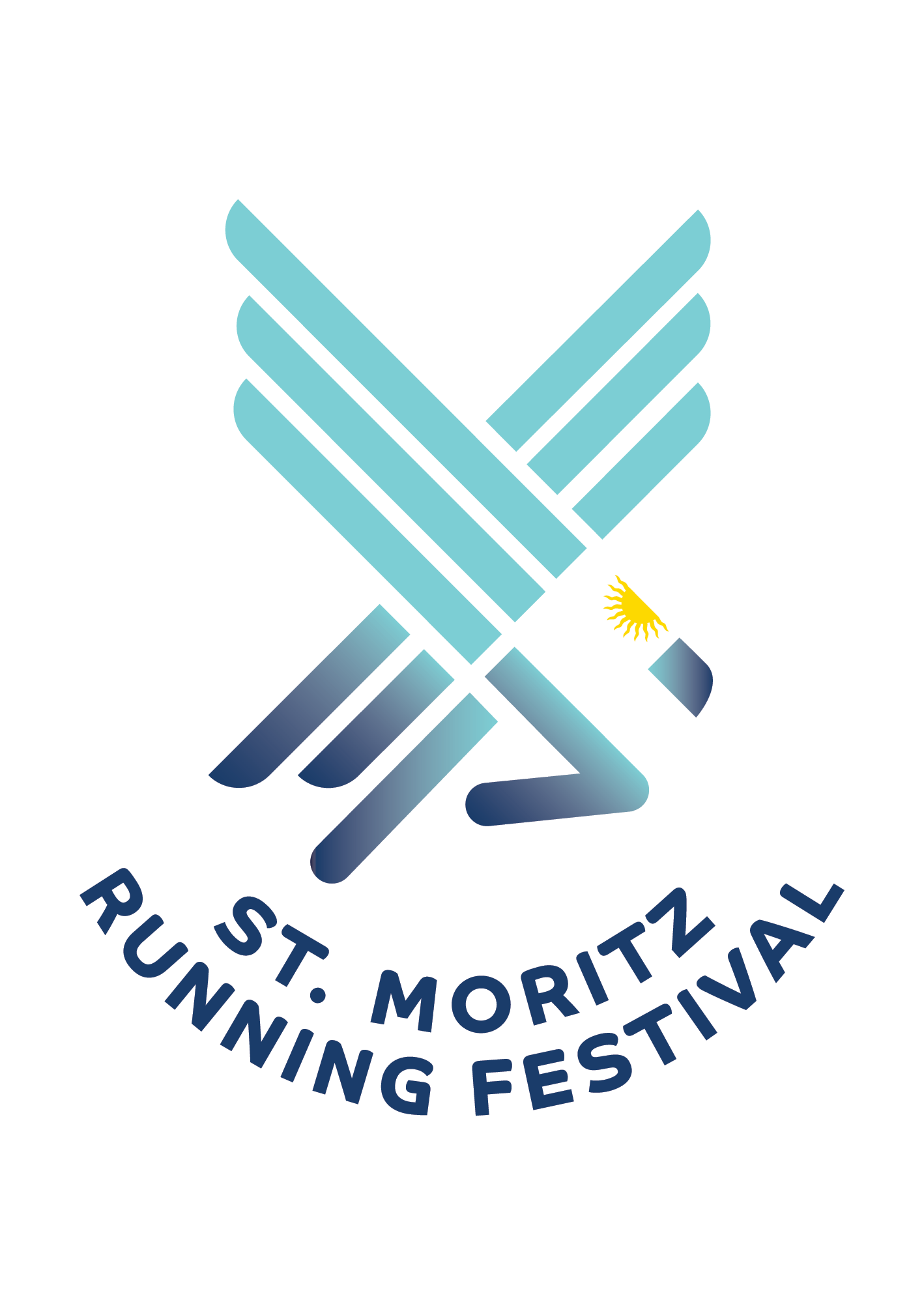 Logo of St. Moritz Running Festival with gradient design on a white background
